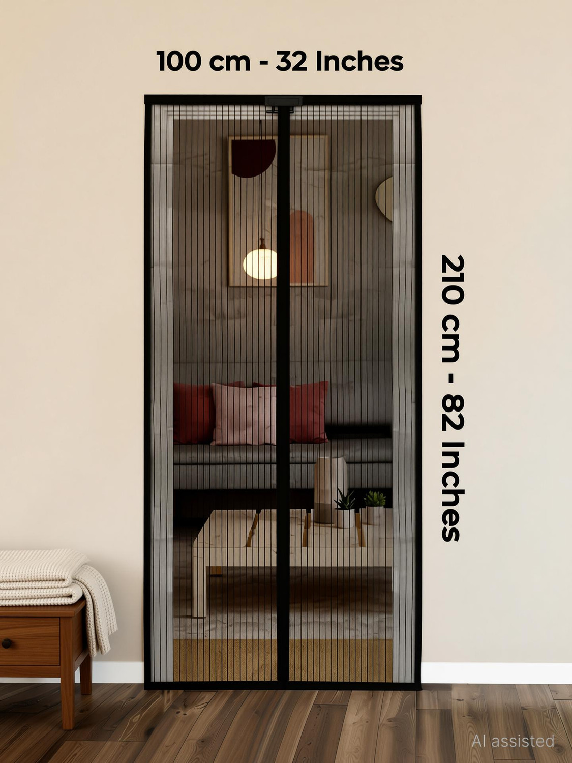 Image of OmliMnet Magnetic Mesh Main Door Auto-Close Insect Mesh Curtain for Doors & Balconies Polyester Washable Adults Mosquito Net