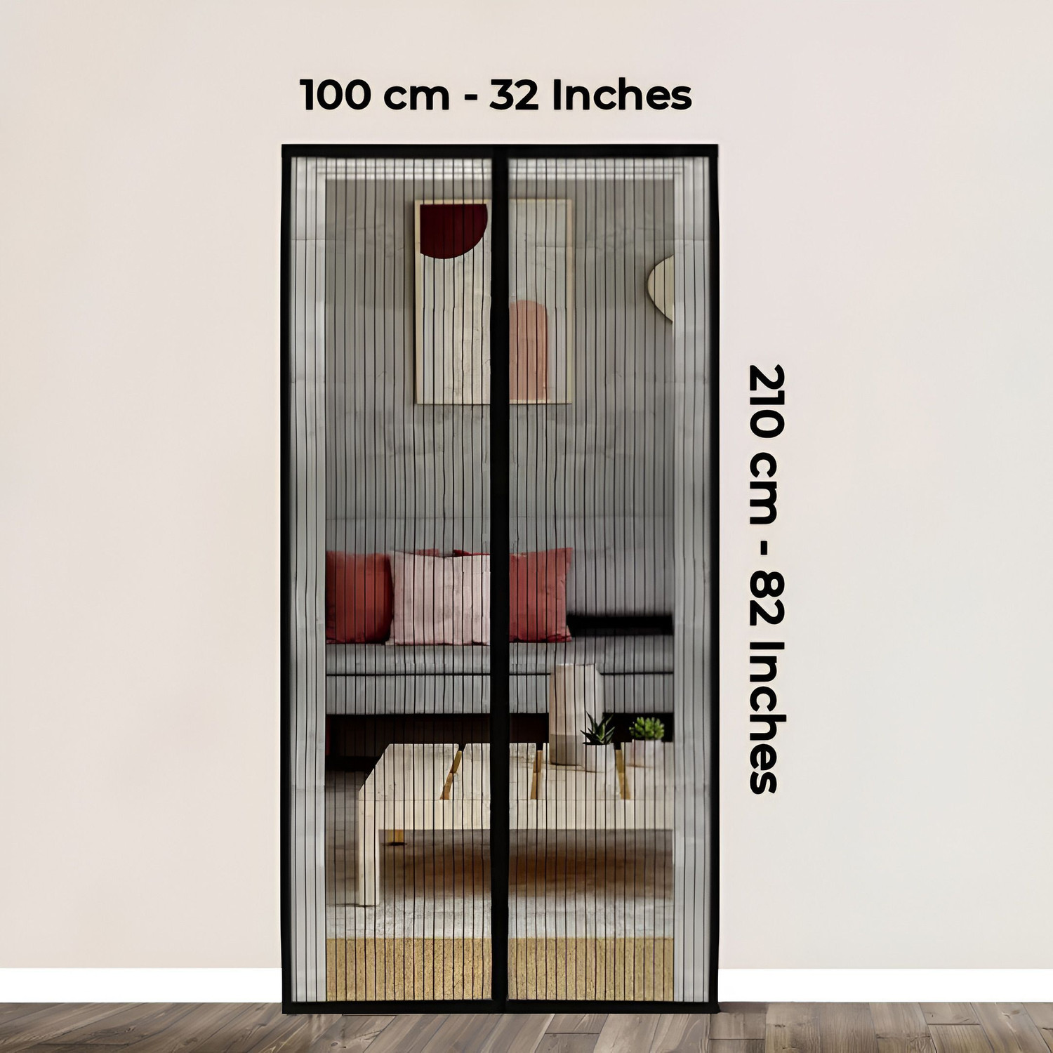 Image of OmliMnet Magnetic Mesh Main Door Auto-Close Insect Mesh Curtain for Doors & Balconies Polyester Washable Adults Mosquito Net