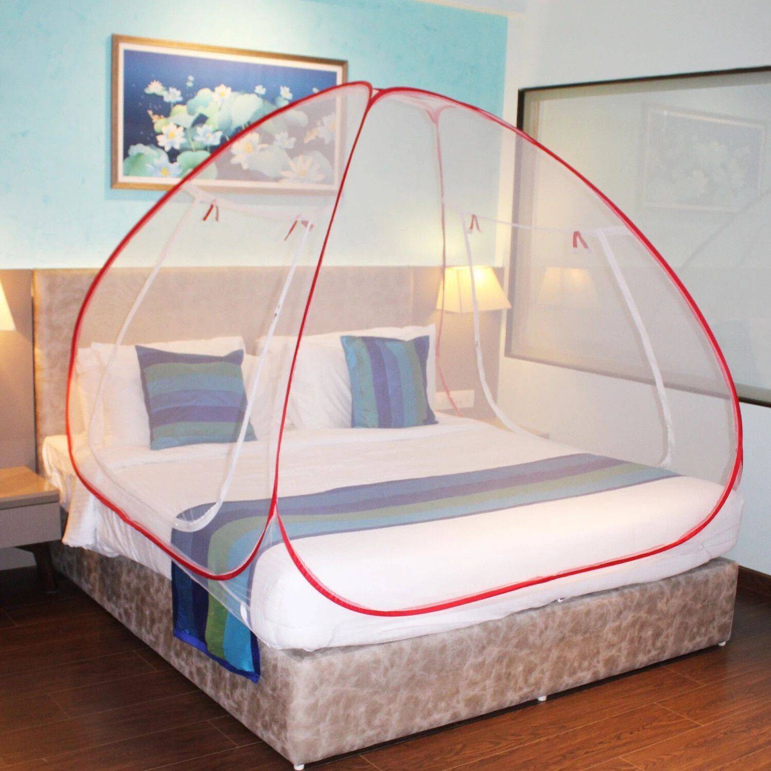 Amprar Mosquito Net Polyester Foldable for king size Polyester Adults Mosquito Net
