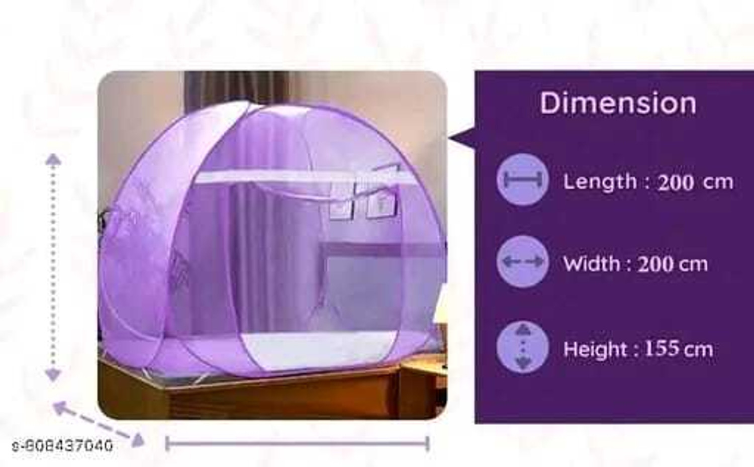 Image of Ourlucky PURPLE MOSQUITO NET DOUBLE BED KING SIZE Fibre Washable Adults Mosquito Net