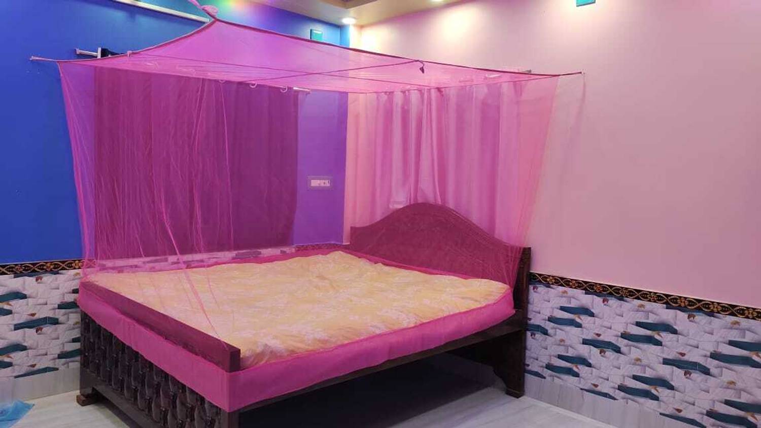 Adbra Mono size 6* 7 colour pink Polyester Washable Adults Mosquito Net