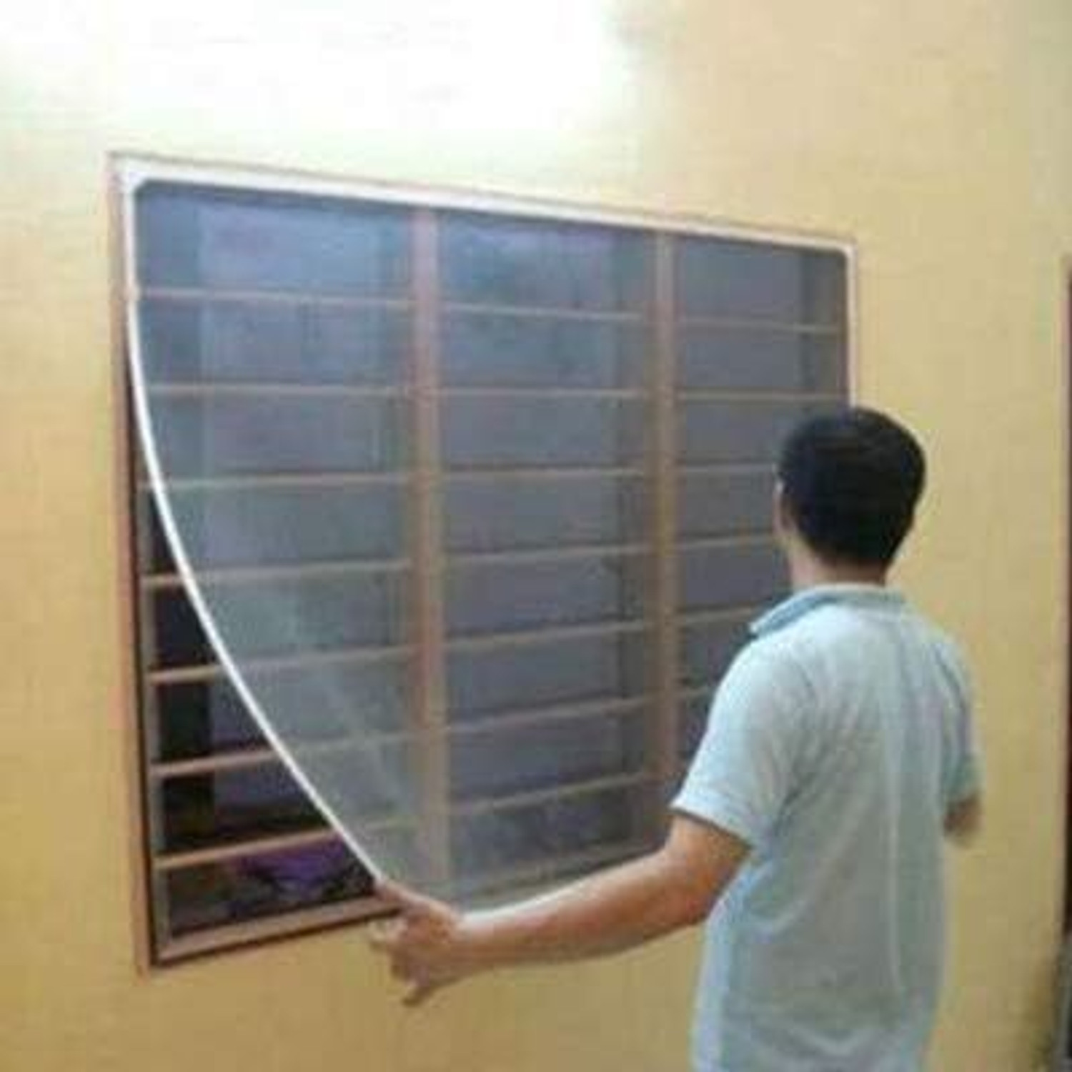 Image of COFS 4*4 Ft. Ivory Mosquito Net For Whindow Polyester Washable Adults Mosquito Net
