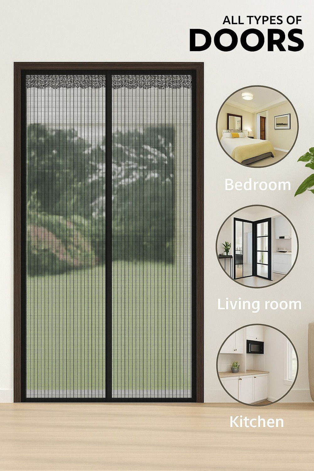 Image of Twolight Auto-Closing Magnetic Door Polyester Washable Adults Mosquito Net