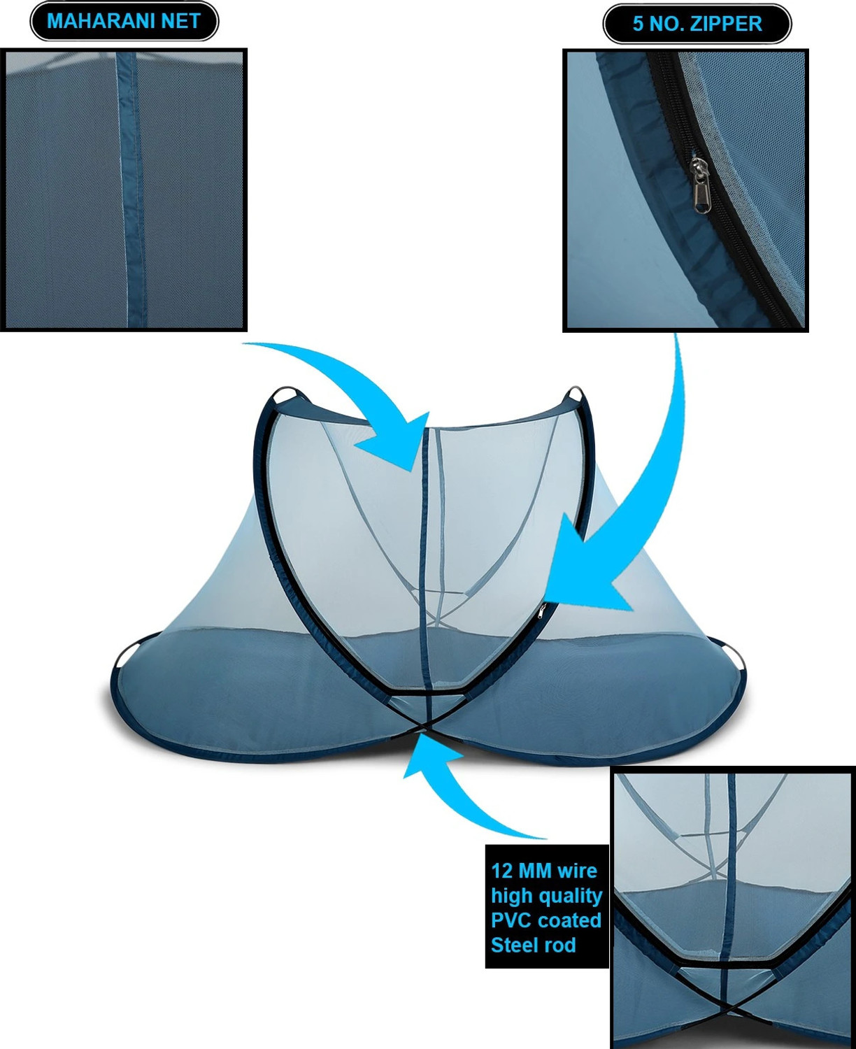 Image of AL HADI EMPORIUM Hadi Polyester Foldable Single bed mosquito net with cloth base for adults Polyester Washable Adults Mosquito Net