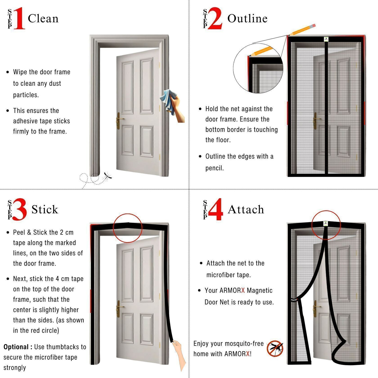 Image of ARMORX Magnetic Door Polyester Washable Adults Mosquito Net