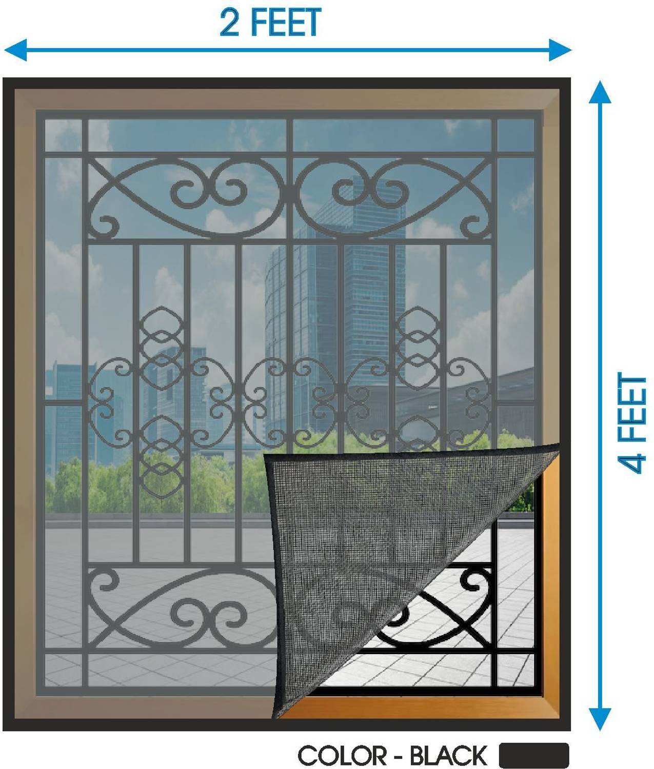 AURALIS Window Mosquito Net Pre Stiched with Adhesive Hook & Loop Tape Polyester Washable Adults Mosquito Net