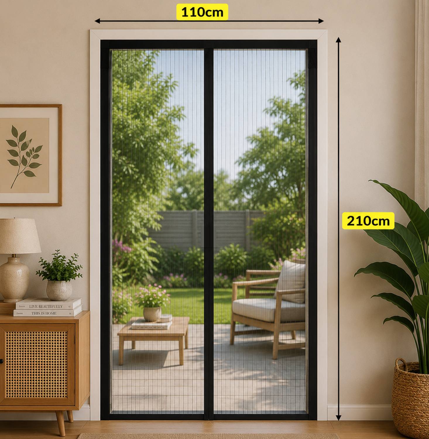 VEENOVA Mosquito Met for Door Magnetic Mesh Screen Net with Auto Closure Black 110x210cm Polyester Washable Adults Mosquito Net