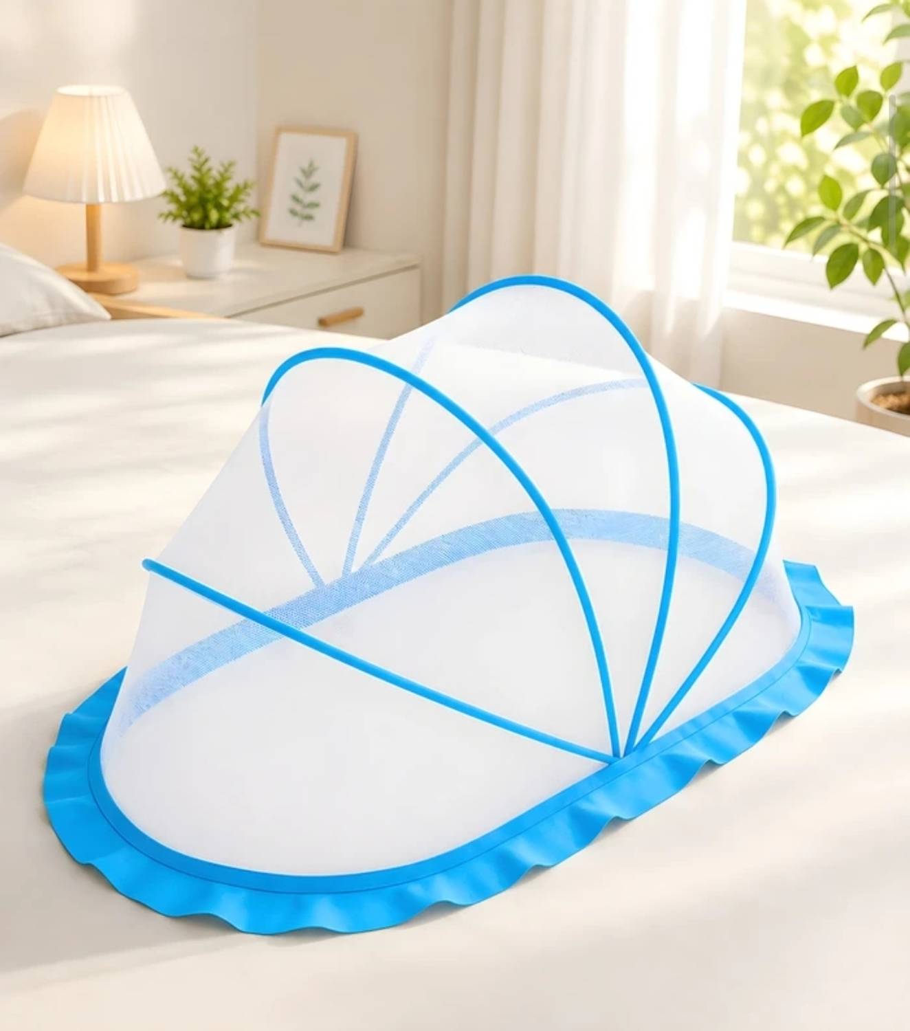 apnamart Portable Popup Baby Mosquito Net – Foldable Infant Crib with Breathable Mesh HDPE - High Density Poly Ethylene Washable Infants Mosquito Net