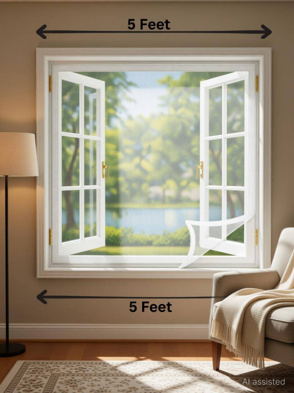 BLEMY Windows Mosquito Net (5x5 Feet) With Velcro Tape HDPE - High Density Poly Ethylene Washable Adults Mosquito Net