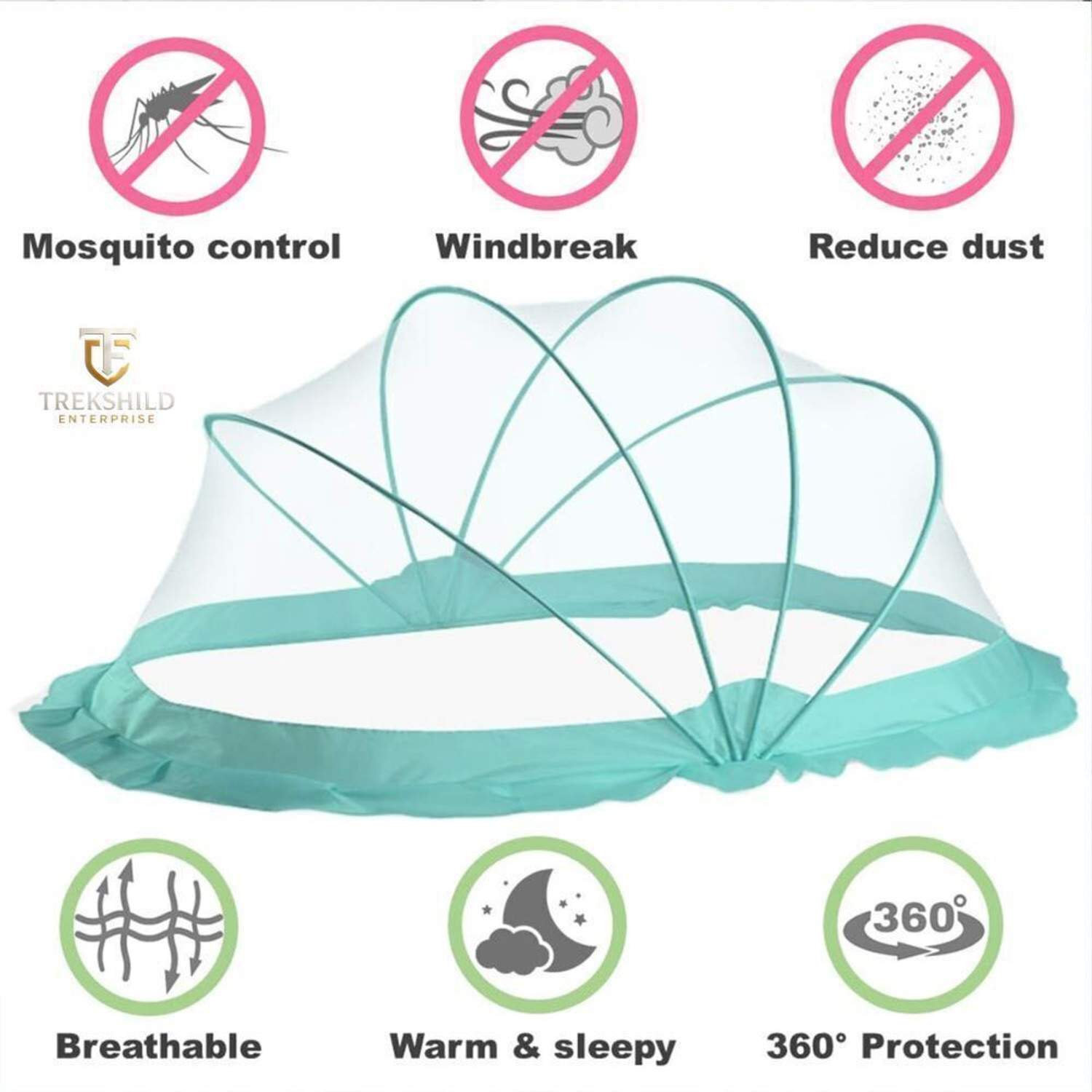 Image of trekshild enterprise Baby Folding Crib Polyester Washable Kids Mosquito Net