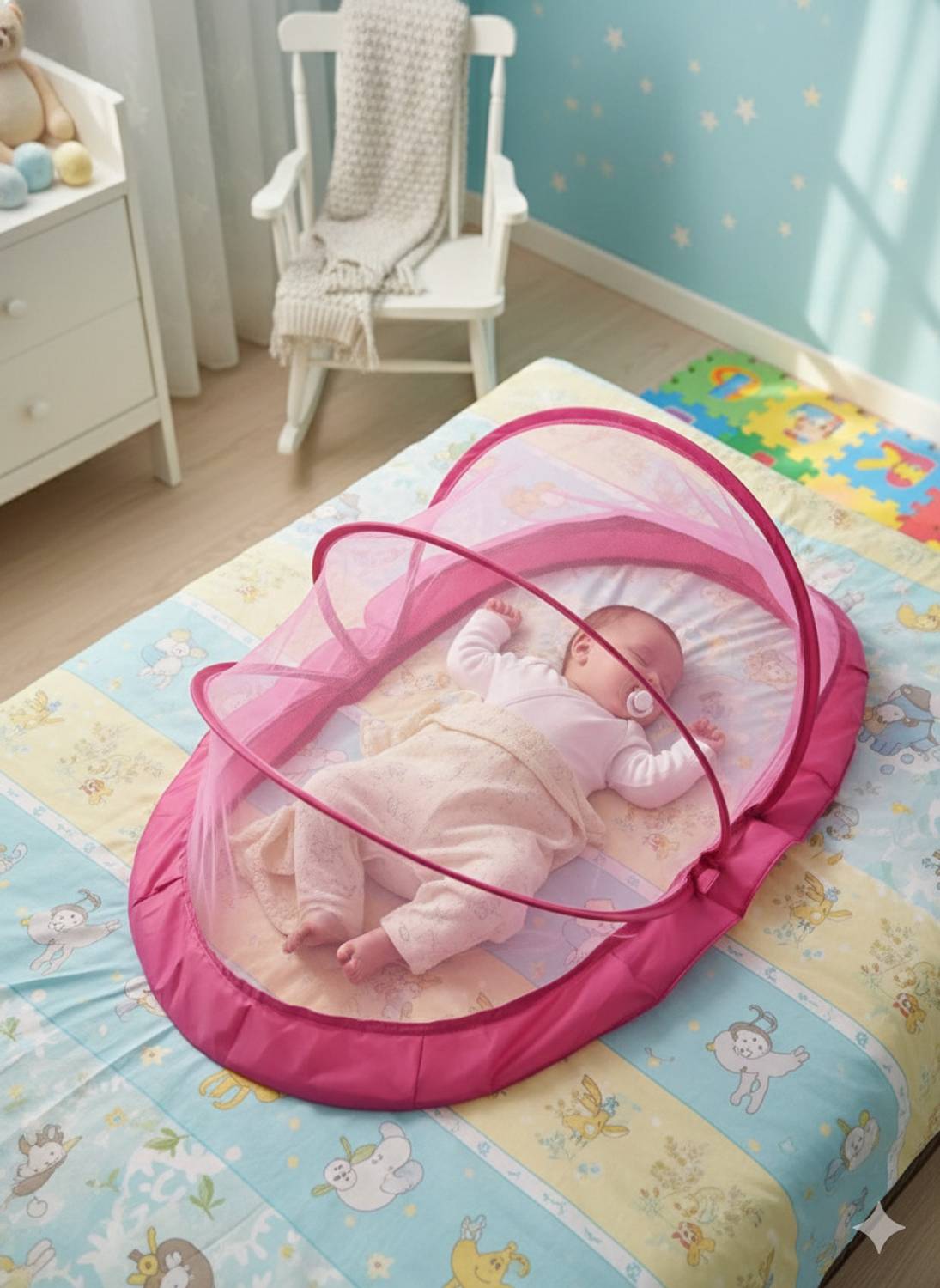 Ajejaj Pink crib folding Polyester Washable Kids Mosquito Net