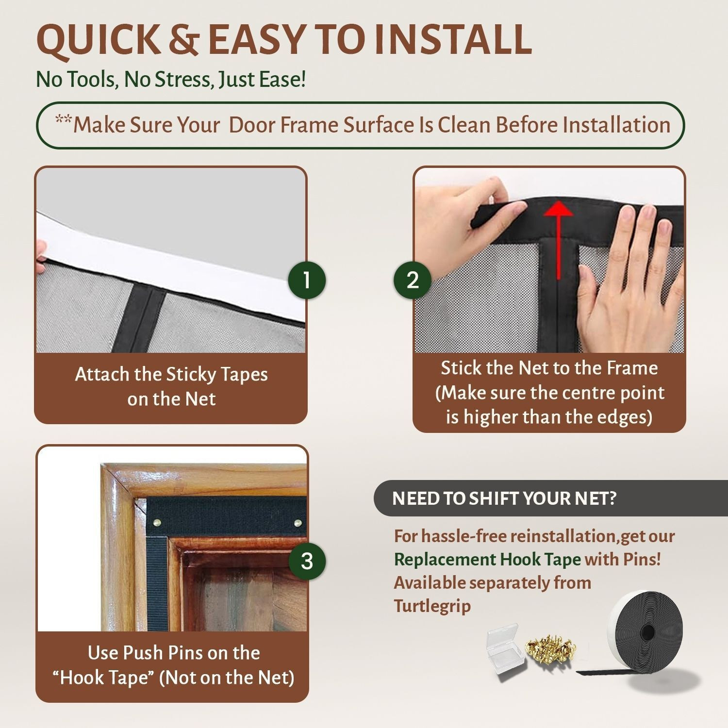 Image of TurtleGrip Auto-closing Magnetic Full Frame New Autumn Leaf Design Door Polyester Washable Adults Mosquito Net