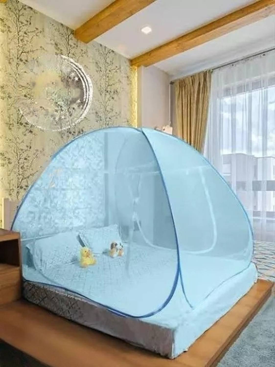 Bowie Foldable Mosquito Net with Ventilation / Visibility & Saviours ( 200x200x155Cm ) Nylon Washable Adults Mosquito Net