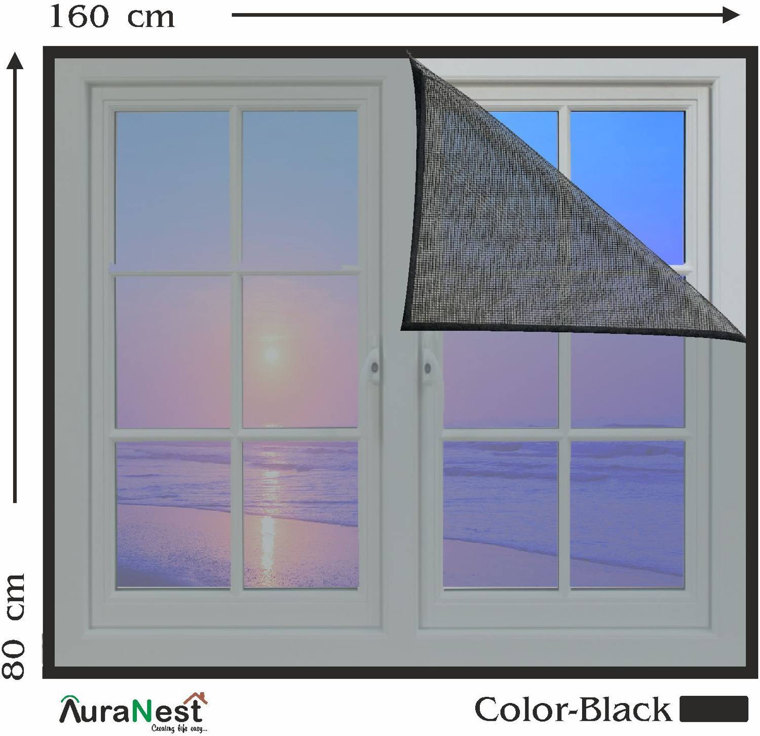 Auranest Window Mosquito Net Pre Stiched with Adhesive Hook & Loop Tape Fibre Washable Adults Mosquito Net