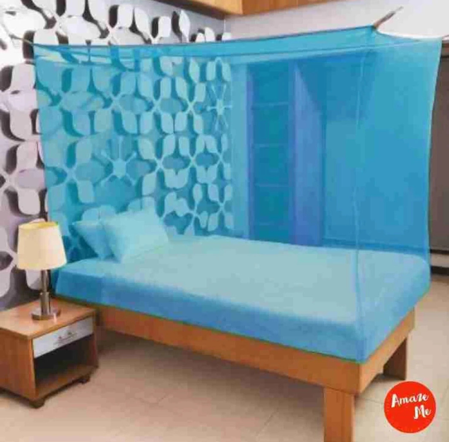 Image of RAKHADU COLLECTION Single square bed box size of 3*6 ft mosquito net good quality Polyester Washable Adults Mosquito Net (Blue, Tent)