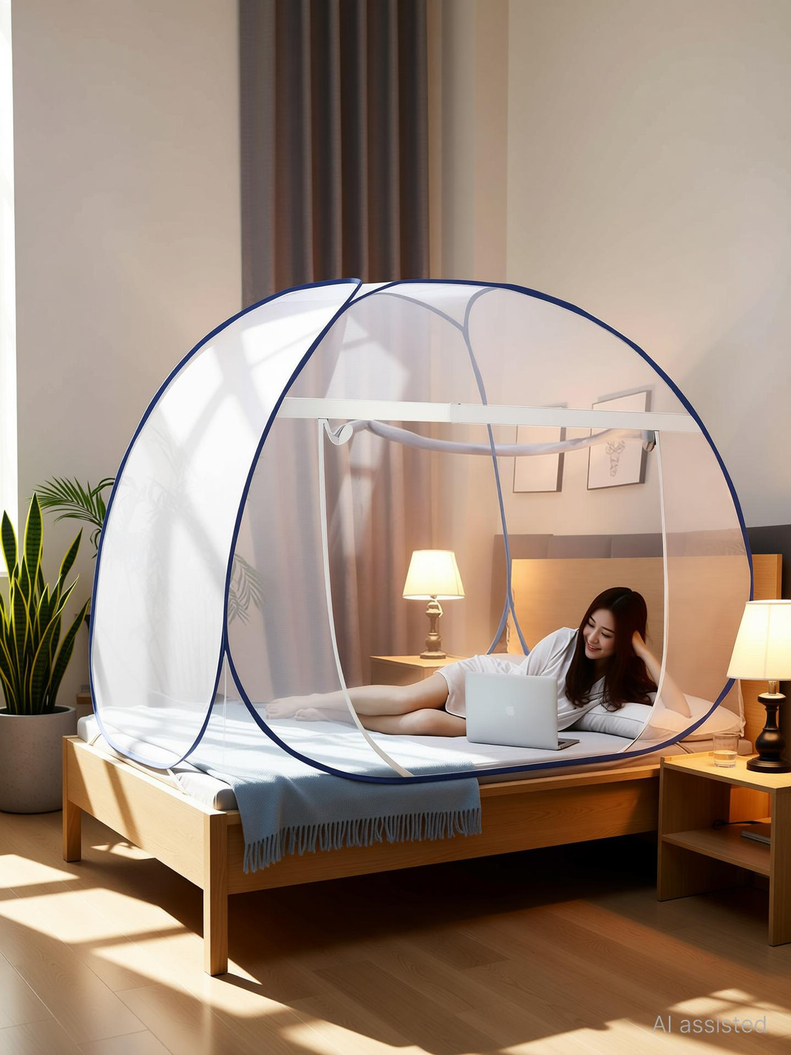 Image of GK-JLPV Washable Big Large Super Size Tent Type Foldable (Suitable For 200X200X160 cm) Polyester Washable Adults Mosquito Net
