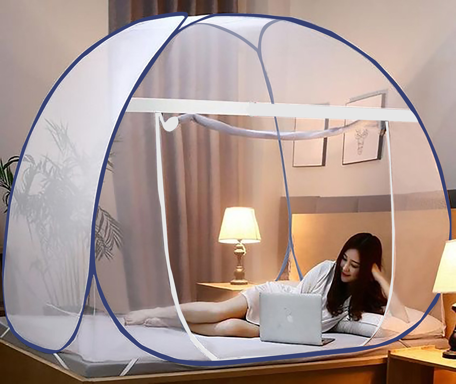 Image of GK-JLPV Washable Big Large Super Size Tent Type Foldable (Suitable For 200X200X160 cm) Polyester Washable Adults Mosquito Net
