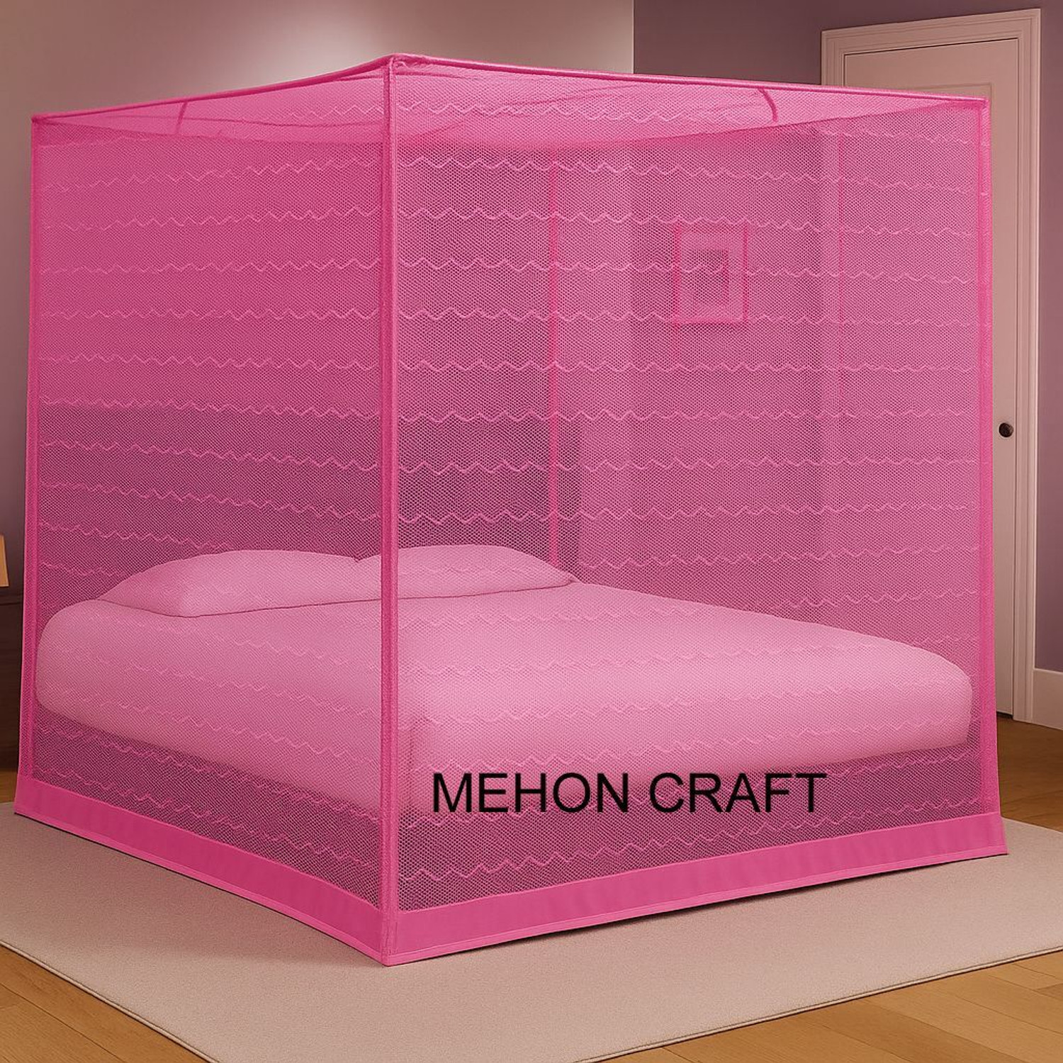 Image of Oriley Mosquito Net Bed Double Bed Machardani Net (Size 7x7-ft) Nylon Washable Adults Mosquito Net