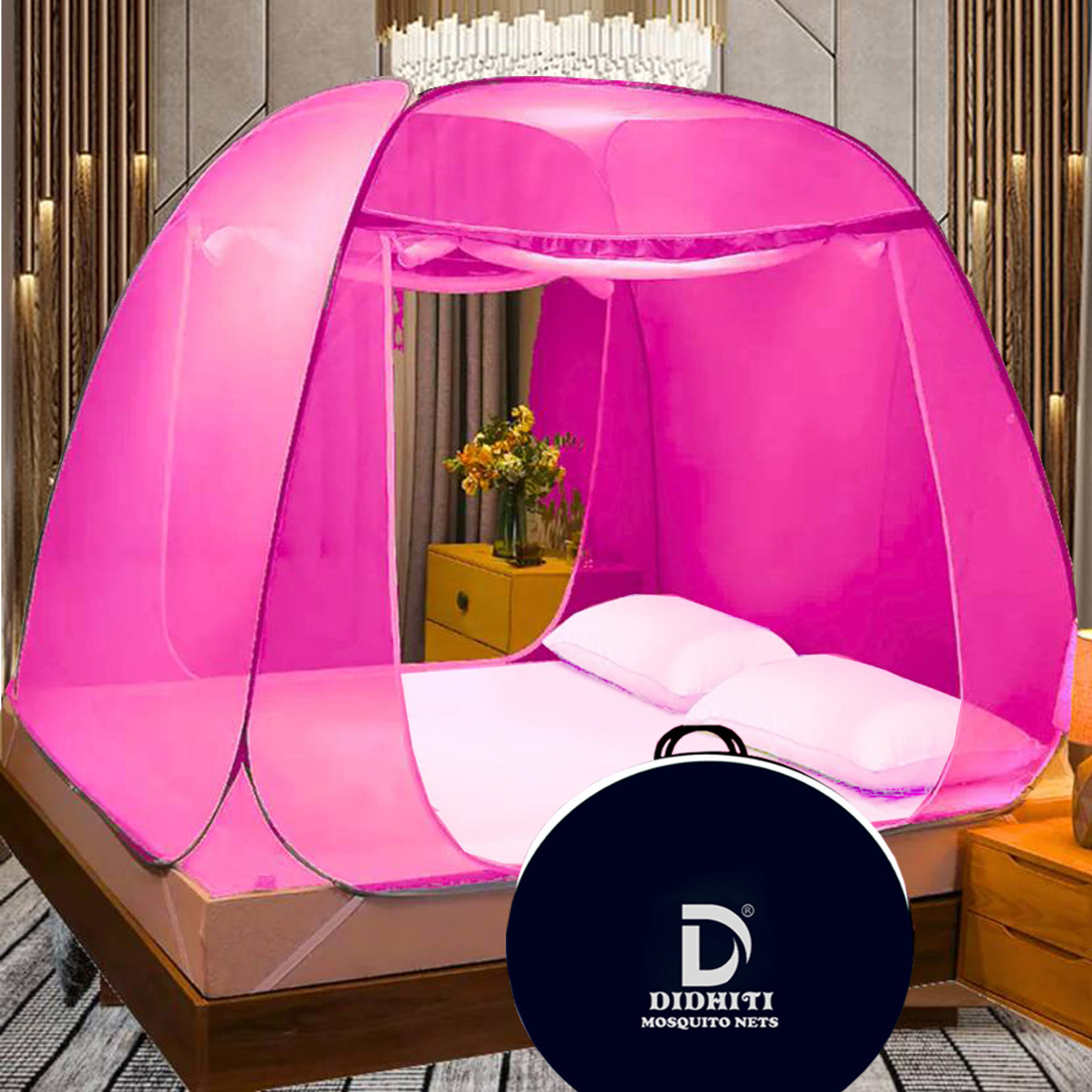 Image of didhiti machhardani new design machardani double bed wala mosquito net 7x7 feet double Polyester Washable Adults Mosquito Net