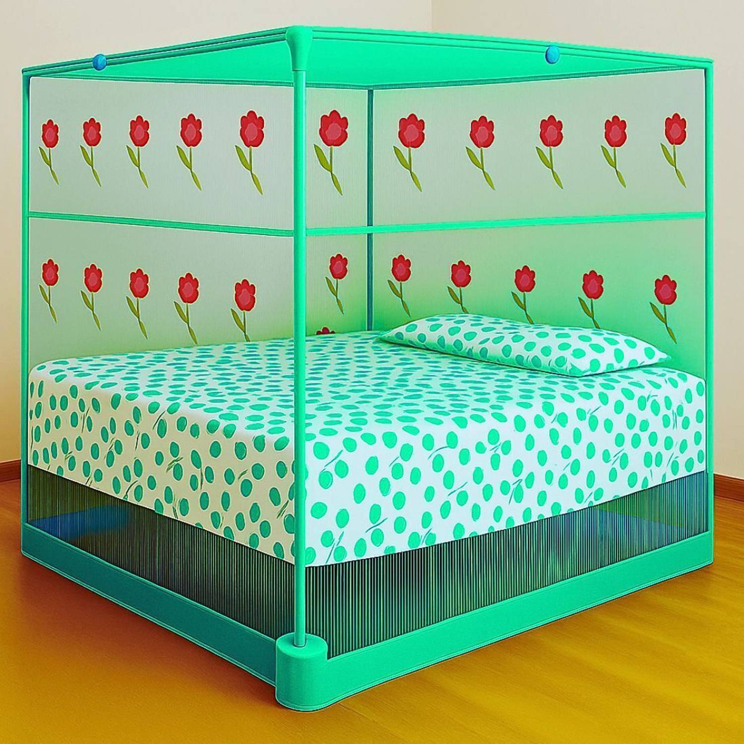 RN ENTERPRISE Queen Size Bed Mint Green (6 x 7 Feet) Cotton