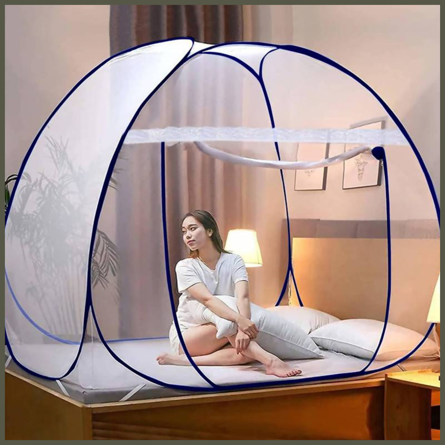 Image of RJCARE Polyester Foldable for Single Bed Polyester Washable Adults Mosquito Net Polyester Washable Adults Mosquito Net