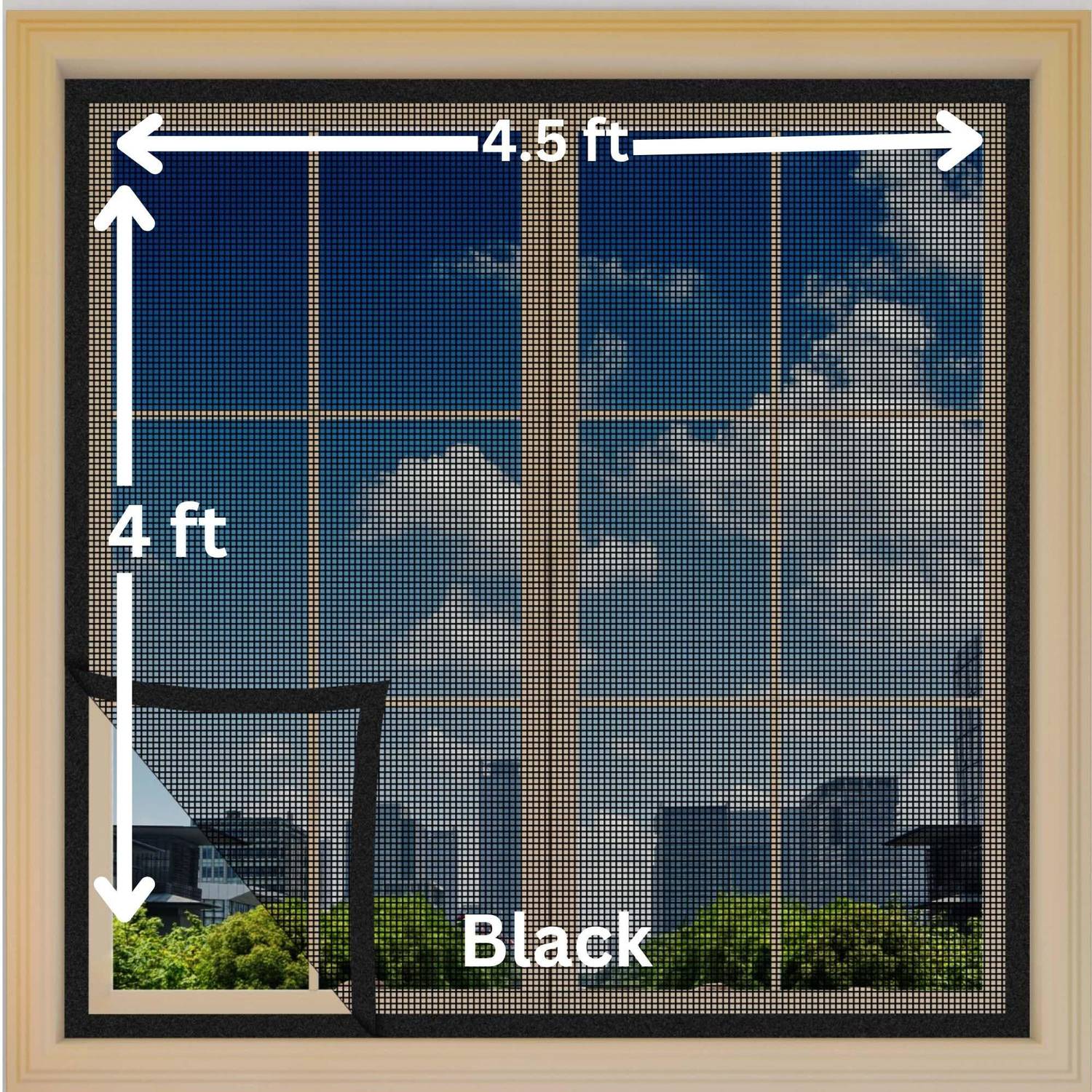 Atlara 120 GSM(Size 4x4.5 Feet 48x54 Inch)Fiberglass windows/door Mosquito net Black Fibre Washable Adults Mosquito Net
