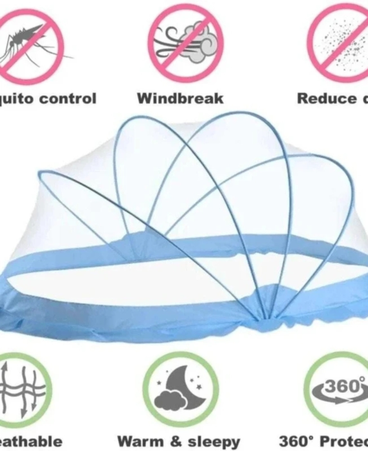Image of Rus enterprise SafeHaven Portable Baby Mosquito Net HDPE - High Density Poly Ethylene Washable Infants Mosquito Net