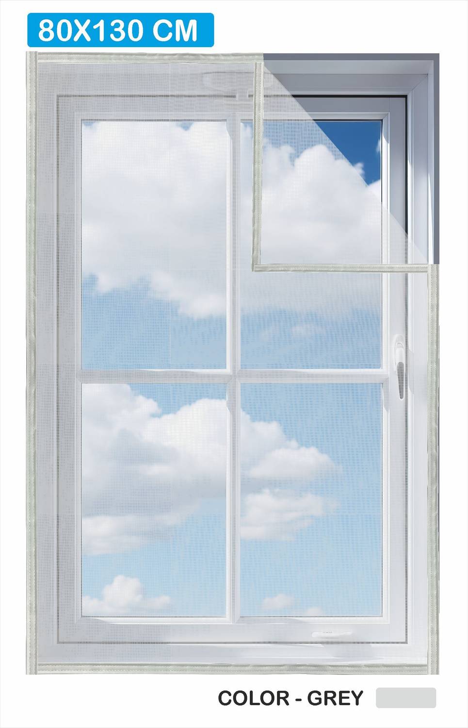 AURALIS Window Mosquito Net Pre Stiched with Adhesive Hook & Loop Tape Fibre Washable Adults Mosquito Net