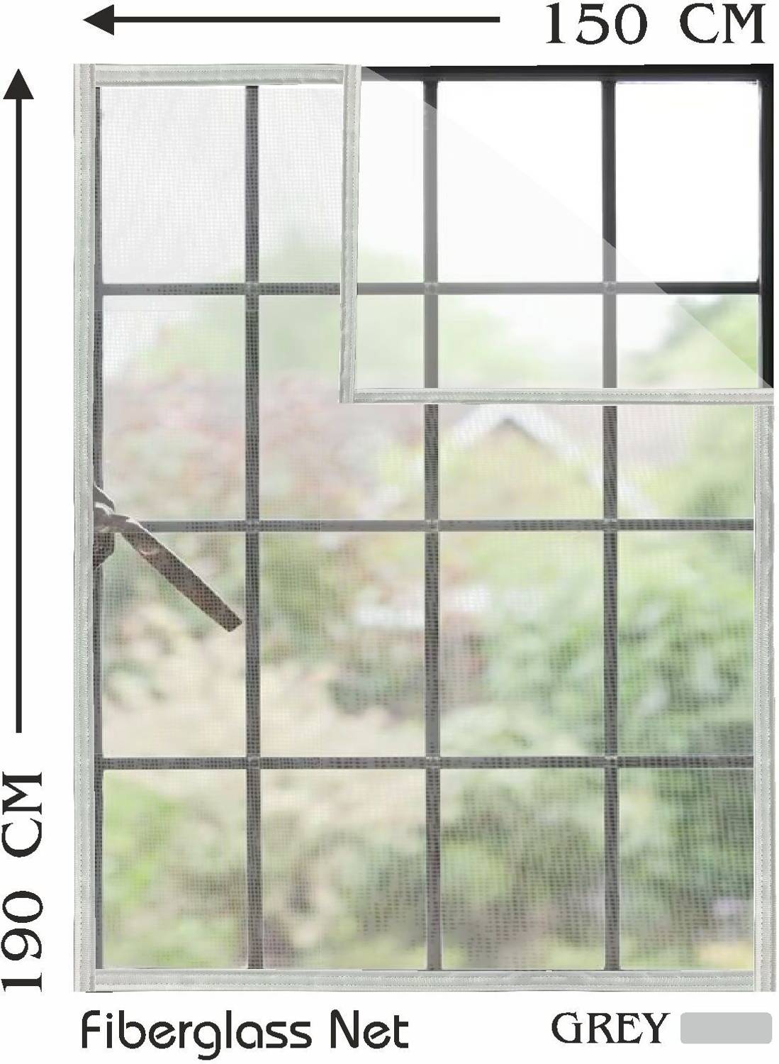 AURALIS Window Mosquito Net Pre Stiched with Adhesive Hook & Loop Tape Fibre Washable Adults Mosquito Net