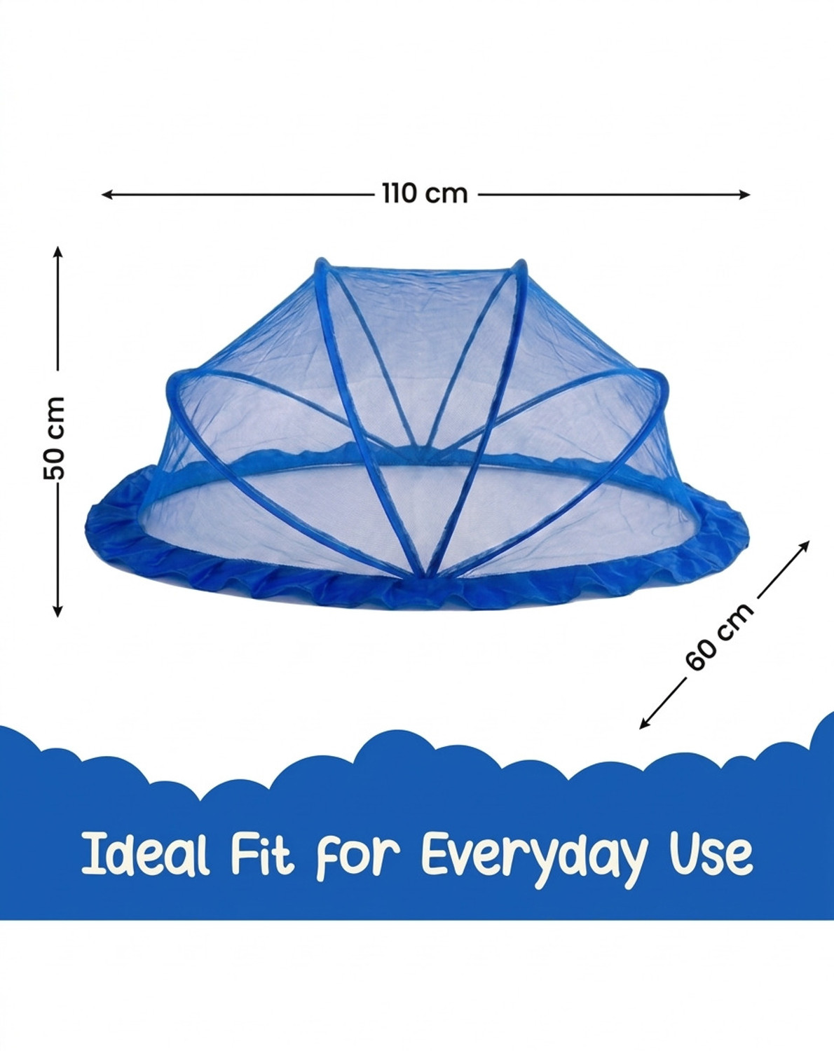 Image of ASTEXTILE Mosquito net baby folding esayl bule color size 0to 24 month HDPE - High Density Poly Ethylene Washable Kids Mosquito Net