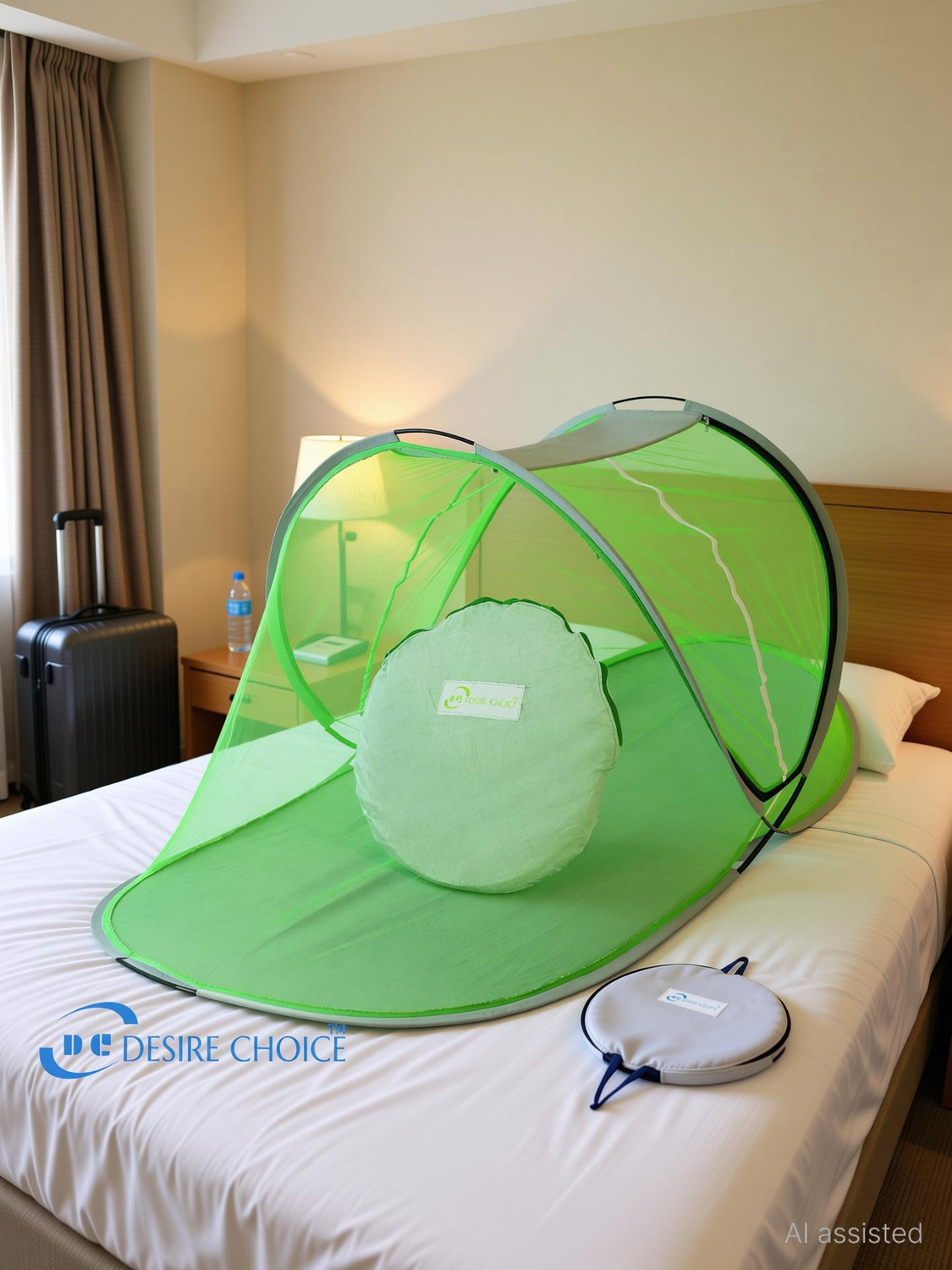Image of desire choice SINGLE BED PREMIUM QUALITY MOSQUITO NET (GREEN) Polyester Washable Adults Mosquito Net