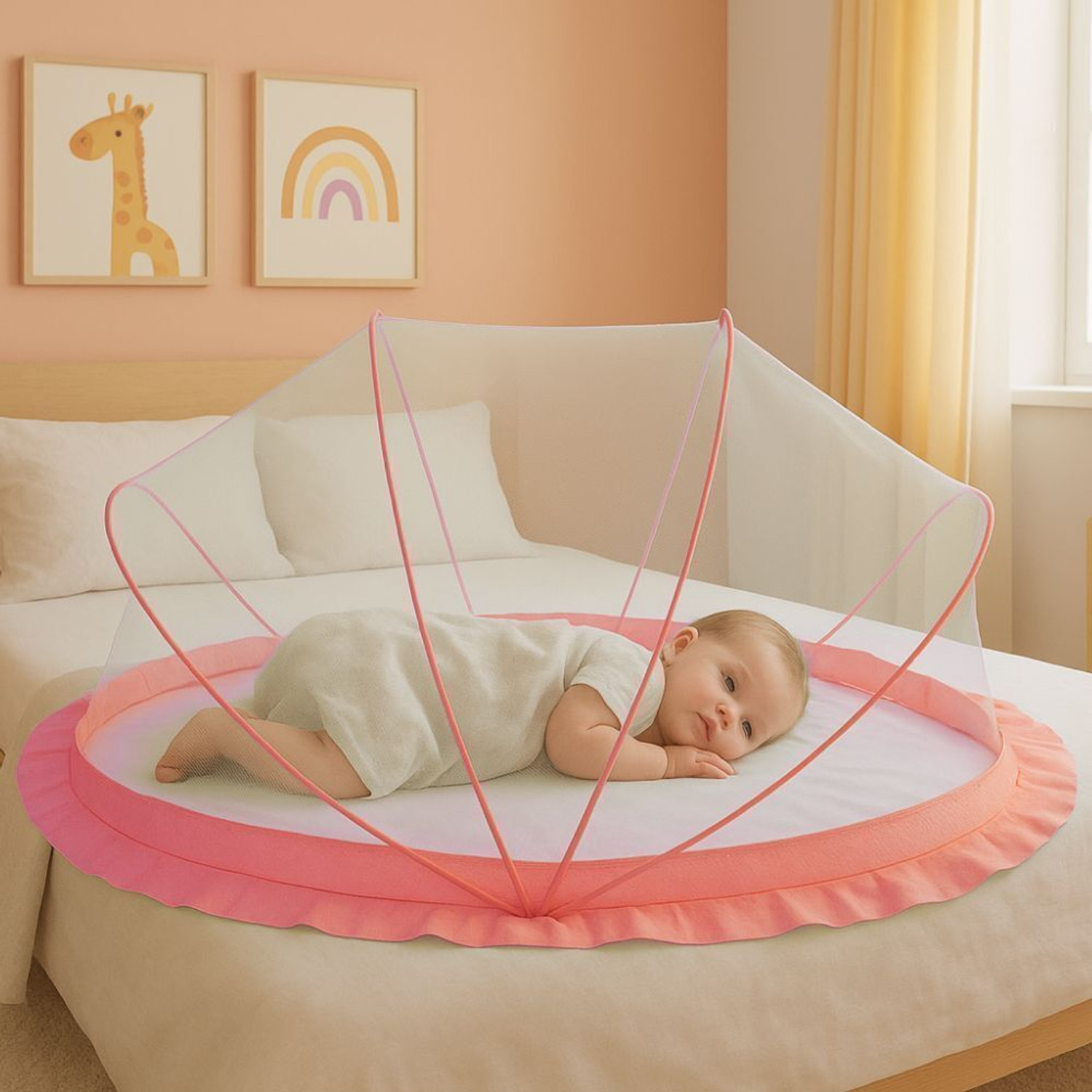 Image of trekshild enterprise Baby Folding Crib Cotton Washable Infants Mosquito Net
