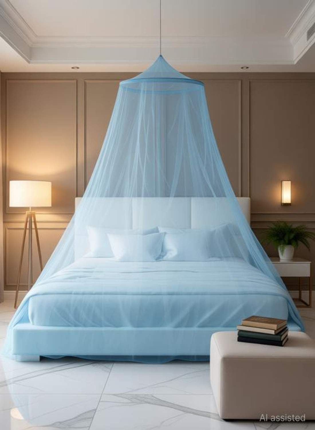 Image of ZENTY BAZAAR Double Bed [Round] Mosquito Net 1 / / /72 Polyester Washable Adults Mosquito Net
