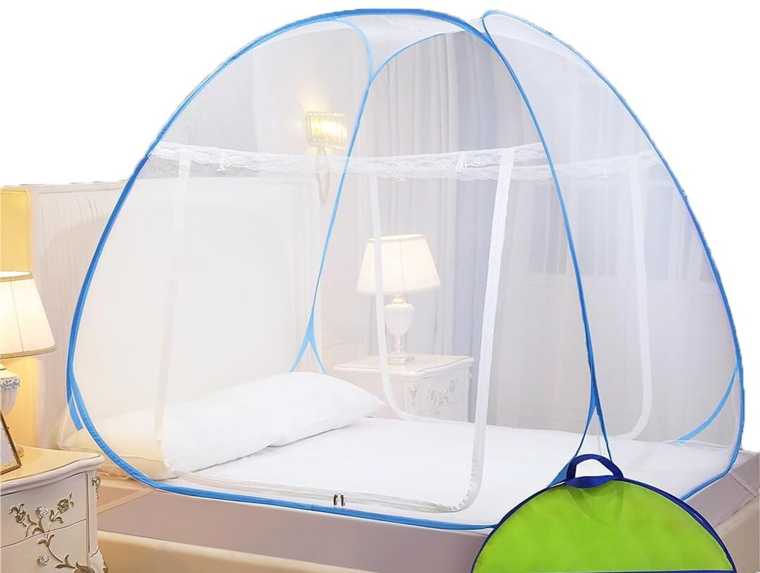 Image of Flipkart Perfect Homes Mosquito Net Foldable for Queen Size Bed Polyester Washable Adults Mosquito Net