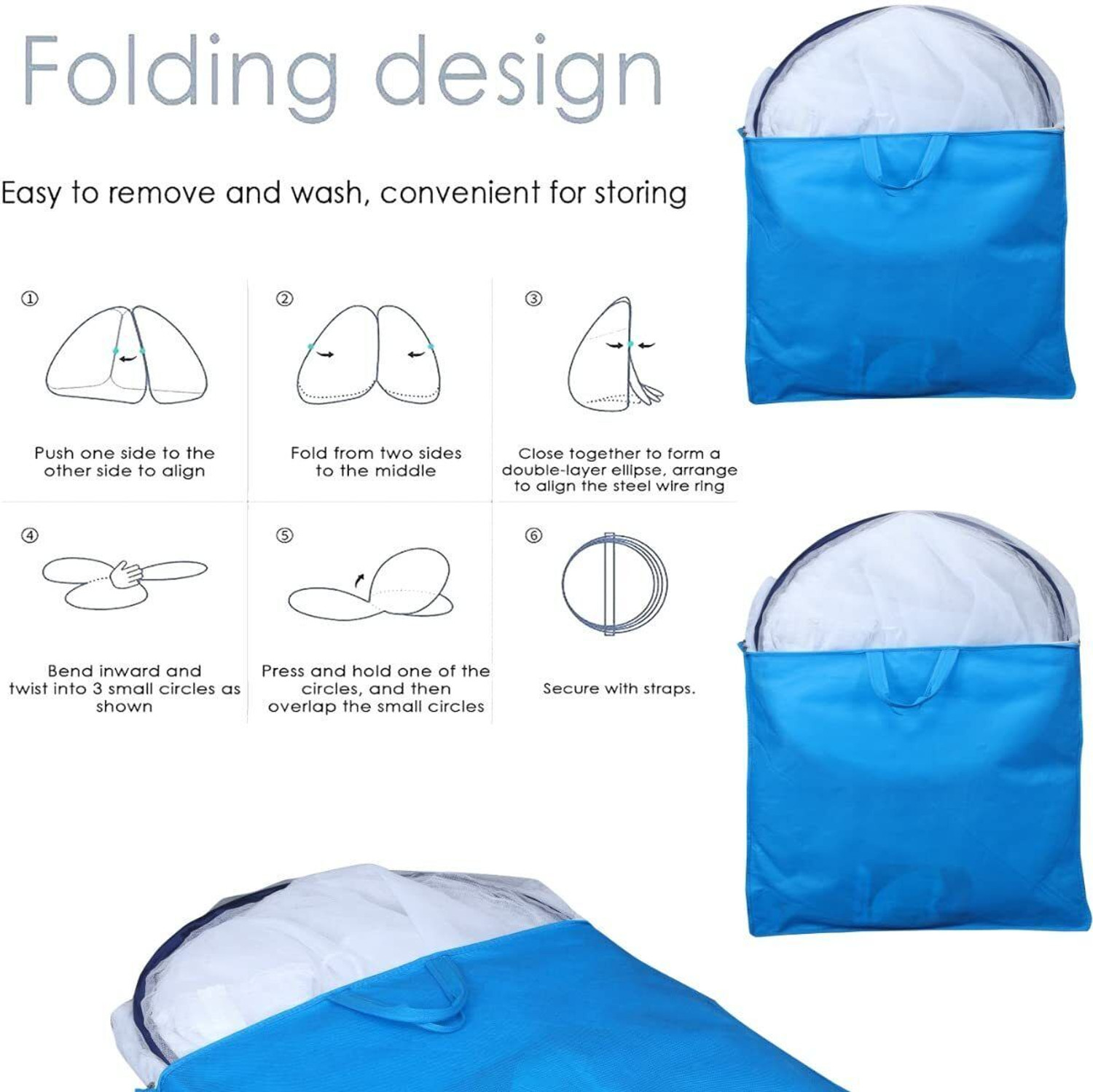 Image of TLK-HWB Strong Premium*Large Pro Foldable Net With Ventilation*Corrosion Resistant Steel Polyester Washable Adults Mosquito Net