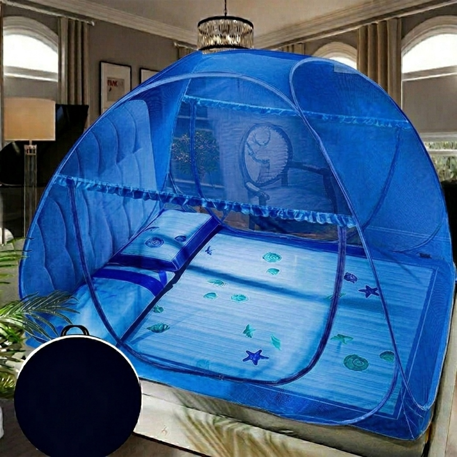 Image of Dvjrdnrs Fashion Adhira King Size Mosquito Net for Double Bed | Spacious Polyester Washable Adults Mosquito Net