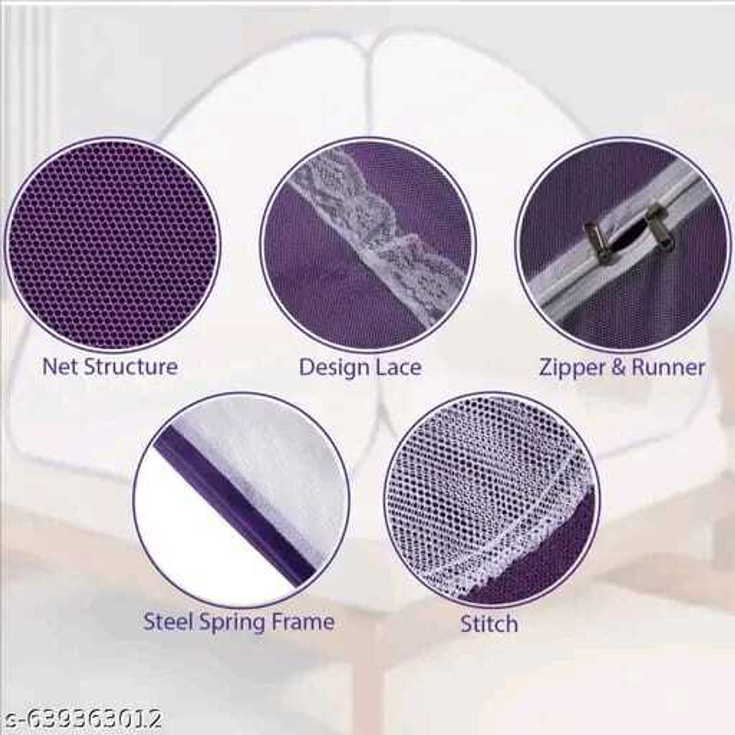 Image of SK Online Services SKY BLUE DOUBLE BAD MOSQUITO NET Polyester Washable Adults Mosquito Net