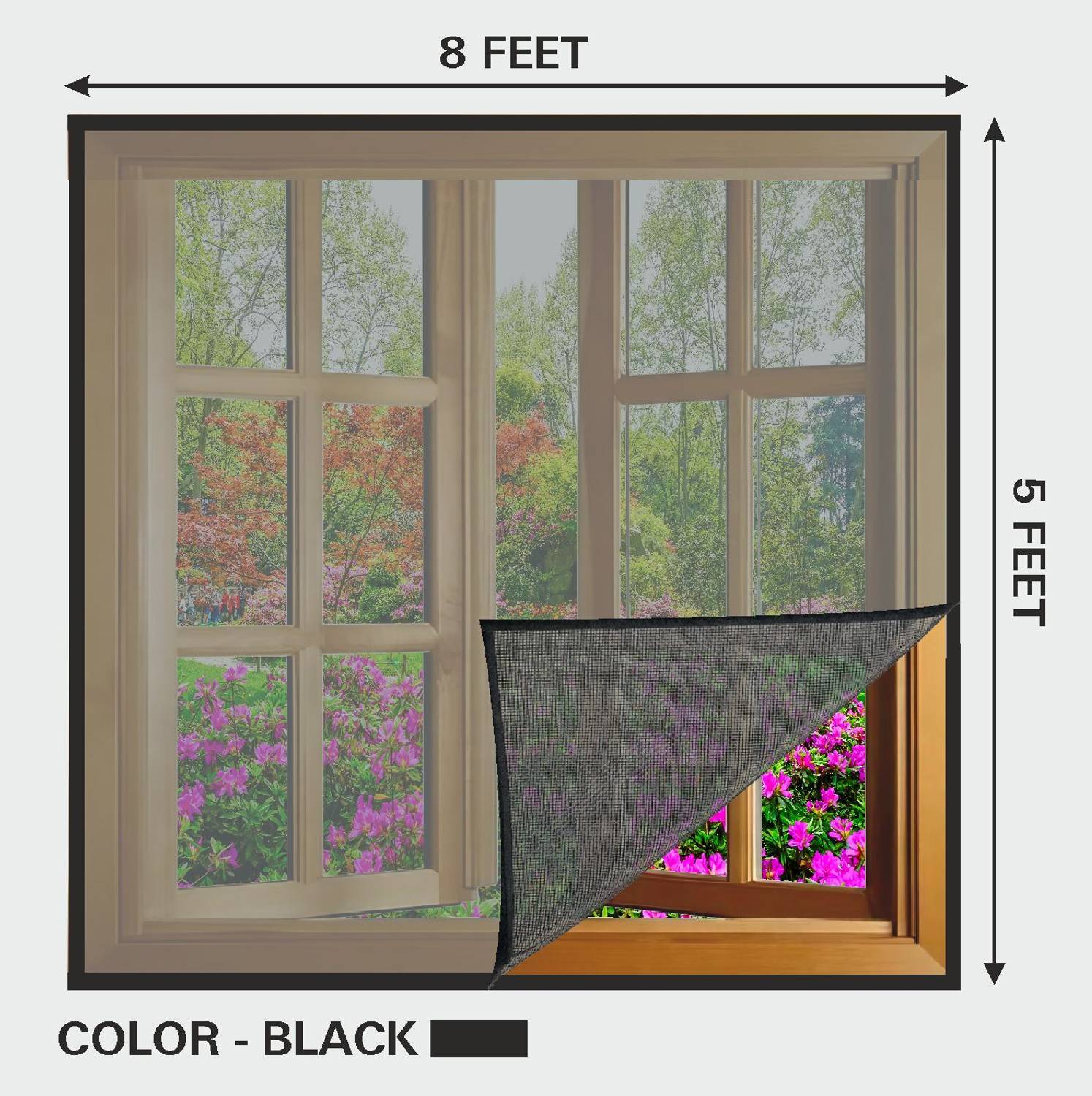 Auranest Window Mosquito Net Pre Stiched with Adhesive Hook & Loop Tape Fibre Washable Adults Mosquito Net