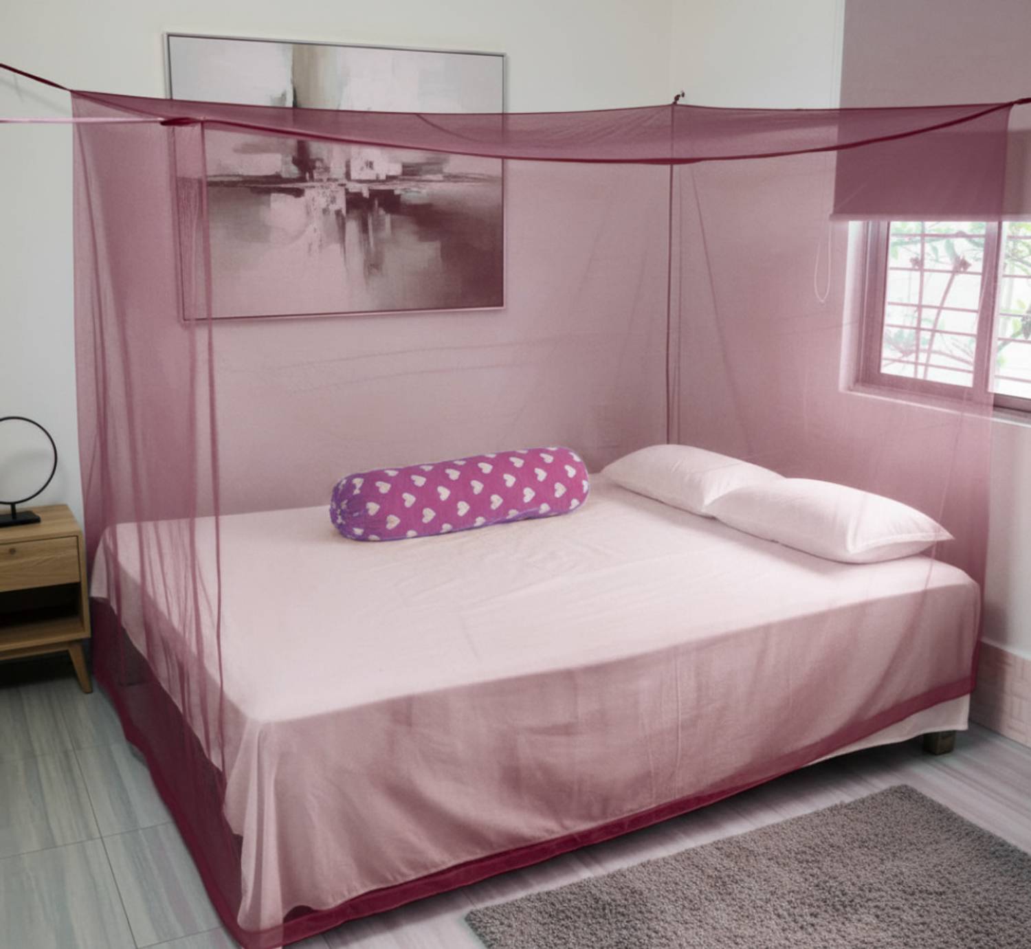 Adbra double bed mosquito protection net (6x7 feet) Polyester Washable Adults Mosquito Net