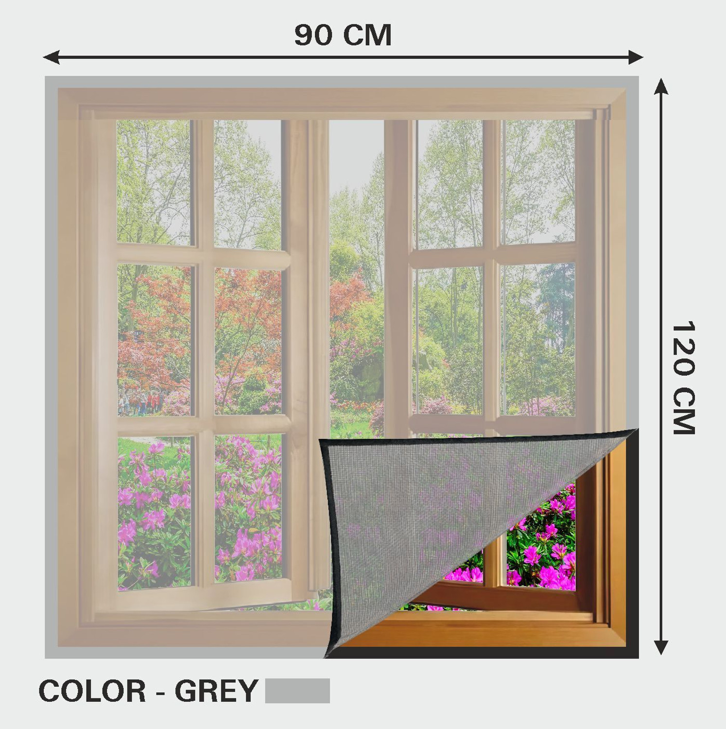 Image of Auranest Window Mosquito Net Pre Stiched with Adhesive Hook & Loop Tape Fibre Washable Adults Mosquito Net