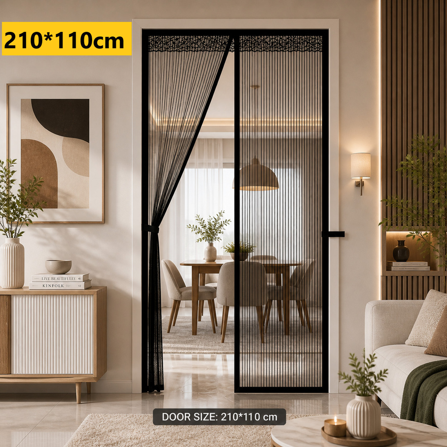 Image of VEENOVA Mosquito Net Door Magnetic | Net for Door | Easy Install Mesh Curtain Polyester Washable Adults Mosquito Net