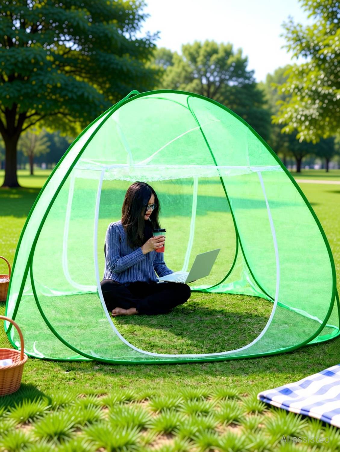 Amprar Foldable Machhardani-King Size 200CM(6ft 6in) x 200CM(6ft 6in) x 145CM(4ft 8in) Polyester Adults Mosquito Net