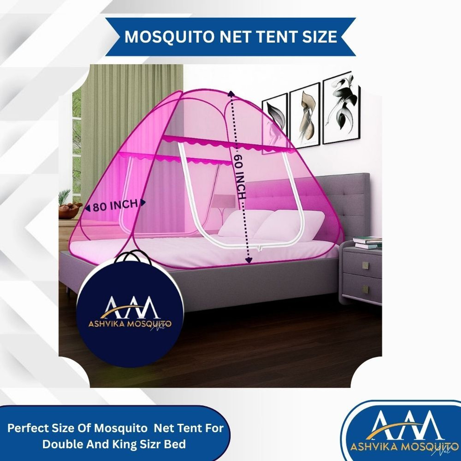 Image of Ashvika mosquitoNet Double bed size 6x6 6.5x6.5 7x7 ft Polyester Adults Mosquito Net