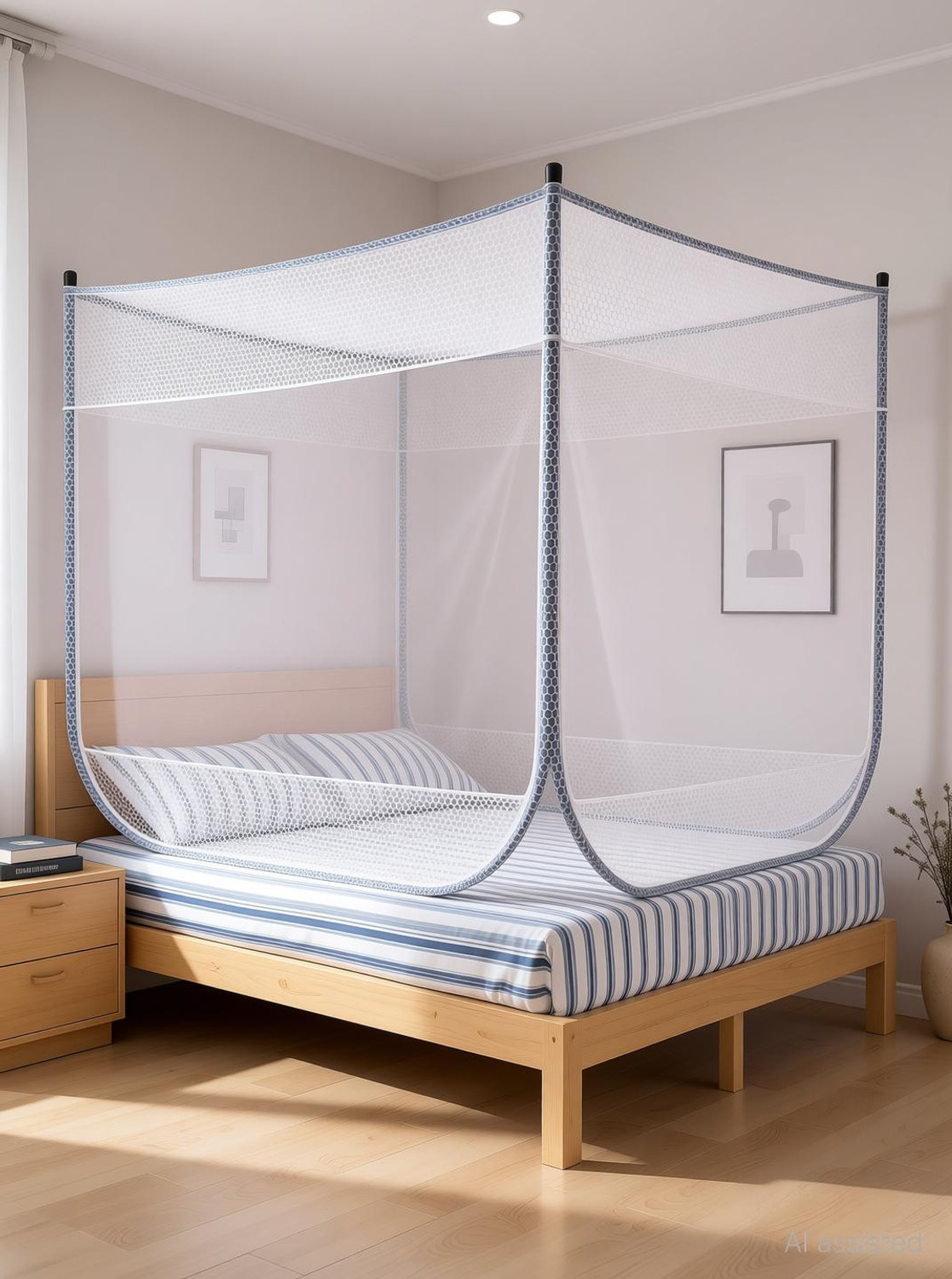 Image of BELSODINE Foldable with Flexible fit for Double & King size Bed Polyester Washable Adults Mosquito Net