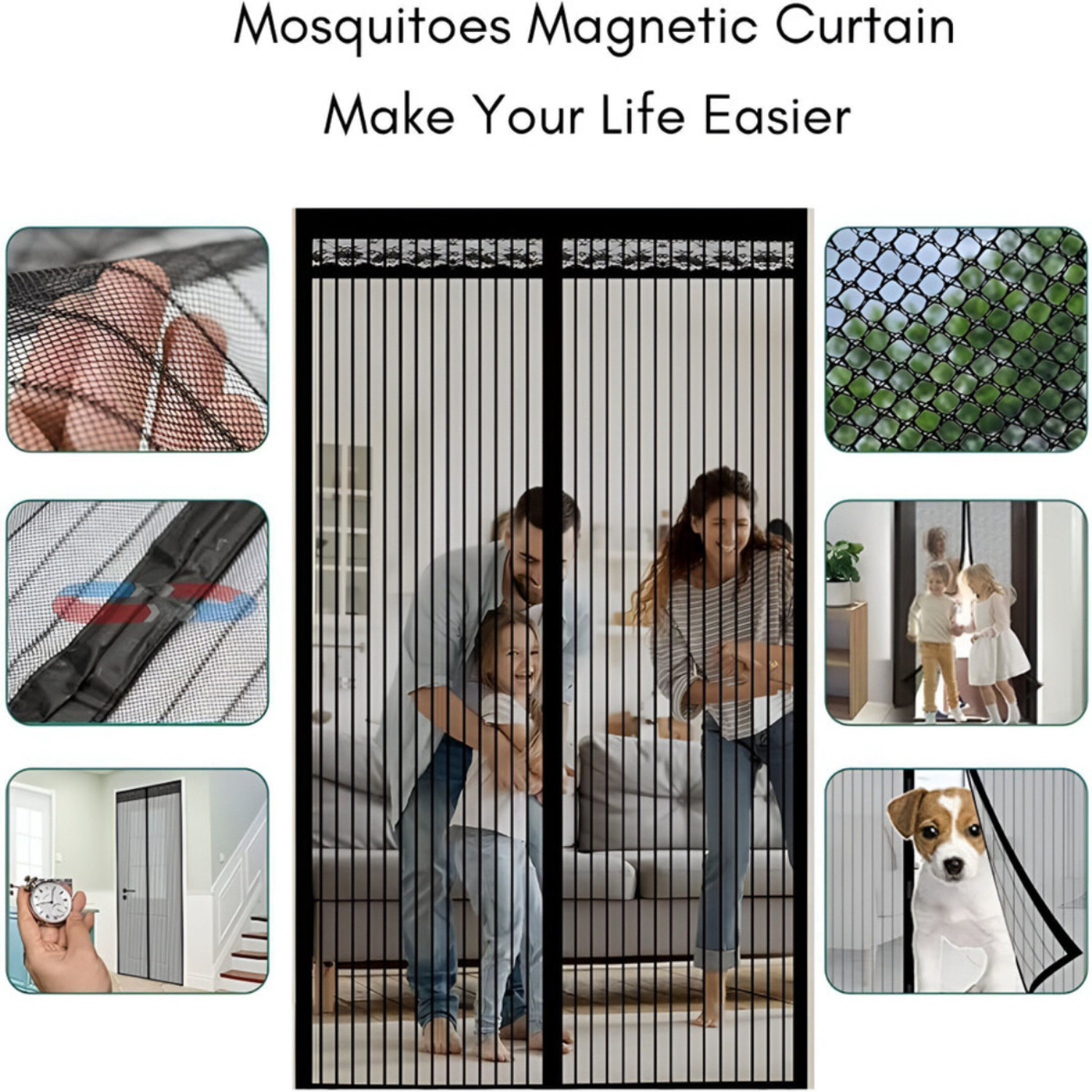 Image of NETIFY Heavy Quality Magnetic Door Mosquito Net | Full Coverage Mesh Polyester Washable Adults Mosquito Net