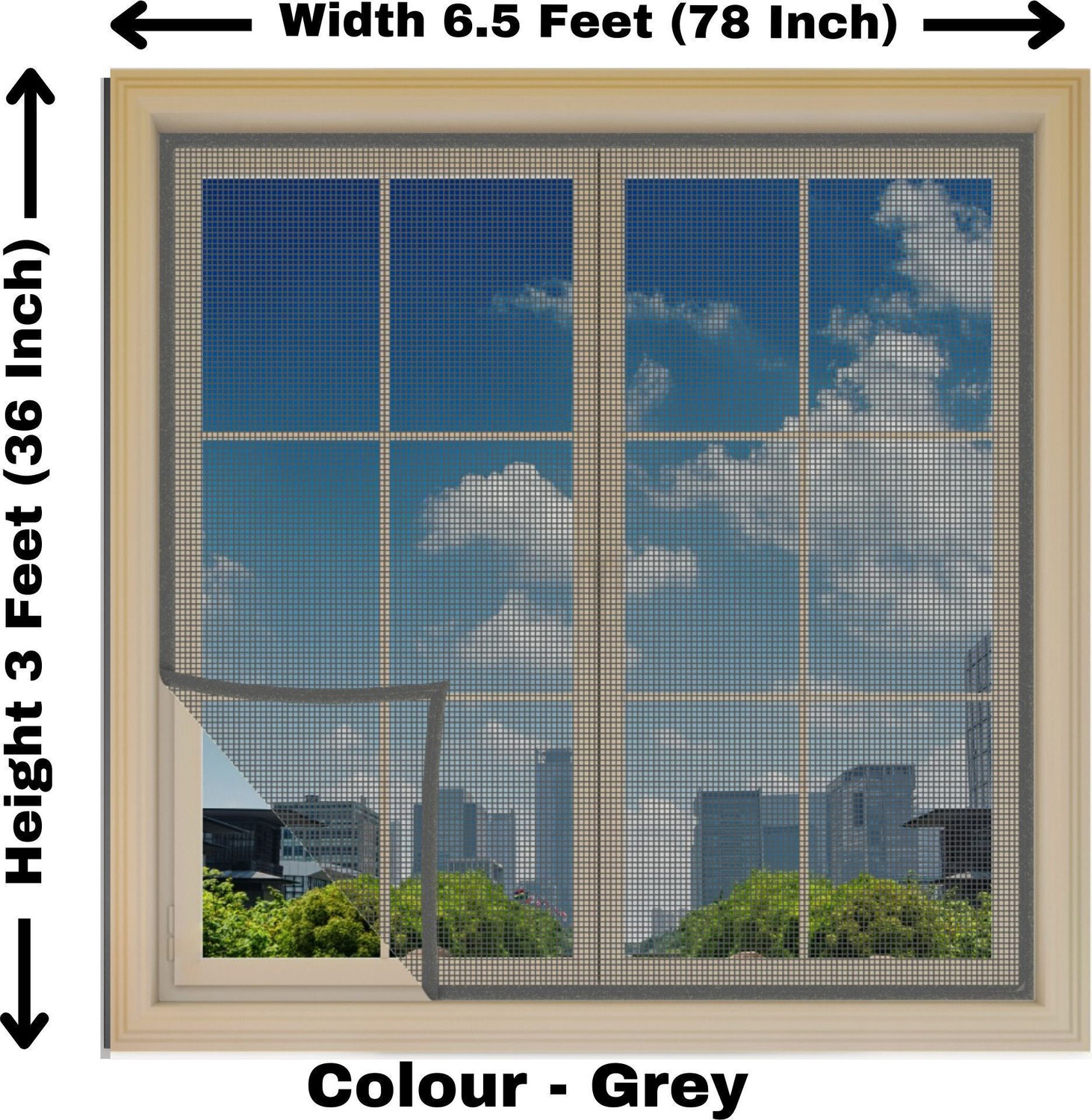 Image of Woodluck Pre-Stitched | Zipper Mosquito Net for Window 47 Fibre Washable Adults Mosquito Net