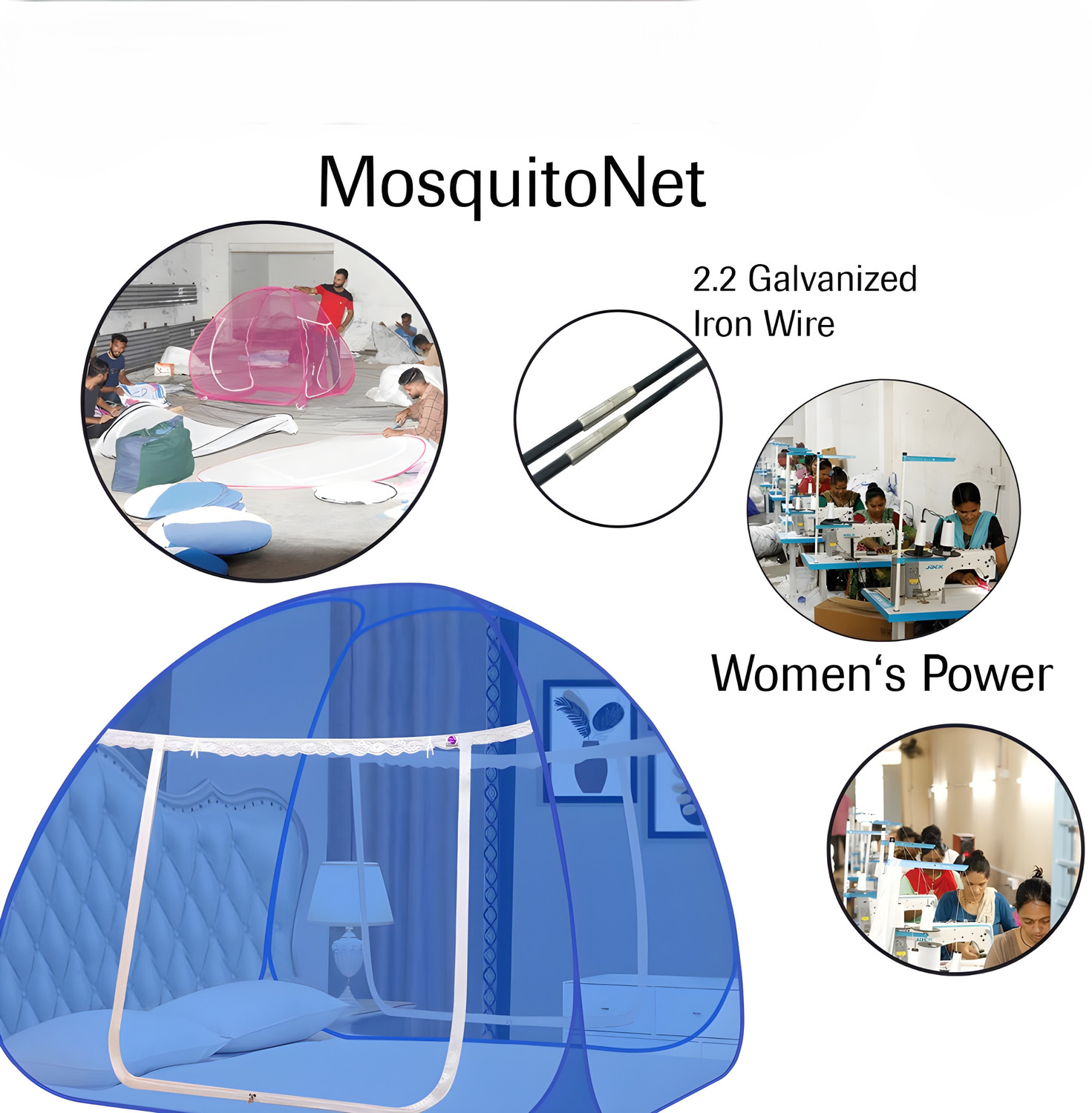 Image of NIVASH ENTERPRISE Foldable Double bed Tent King Size 6x6 Mosquito Net Polyester Washable Adults Mosquito Net
