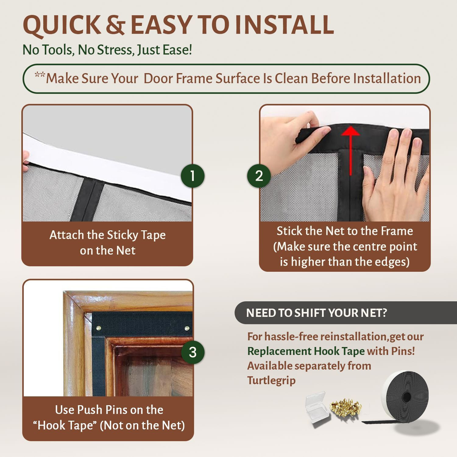 Image of TurtleGrip Polyester Door Mosquito Net for Main Doors, Bedroom, Kitchen & Balcony Doors Polyester Washable Adults Mosquito Net