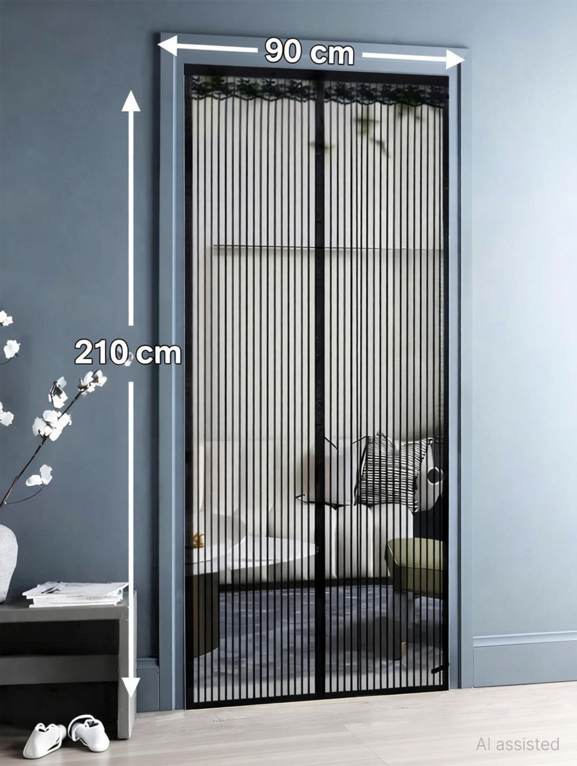 Image of OmliMnet Sliding mosquito net for door:: mosquito magnetic screen door net curtain Polyester Washable Adults Mosquito Net