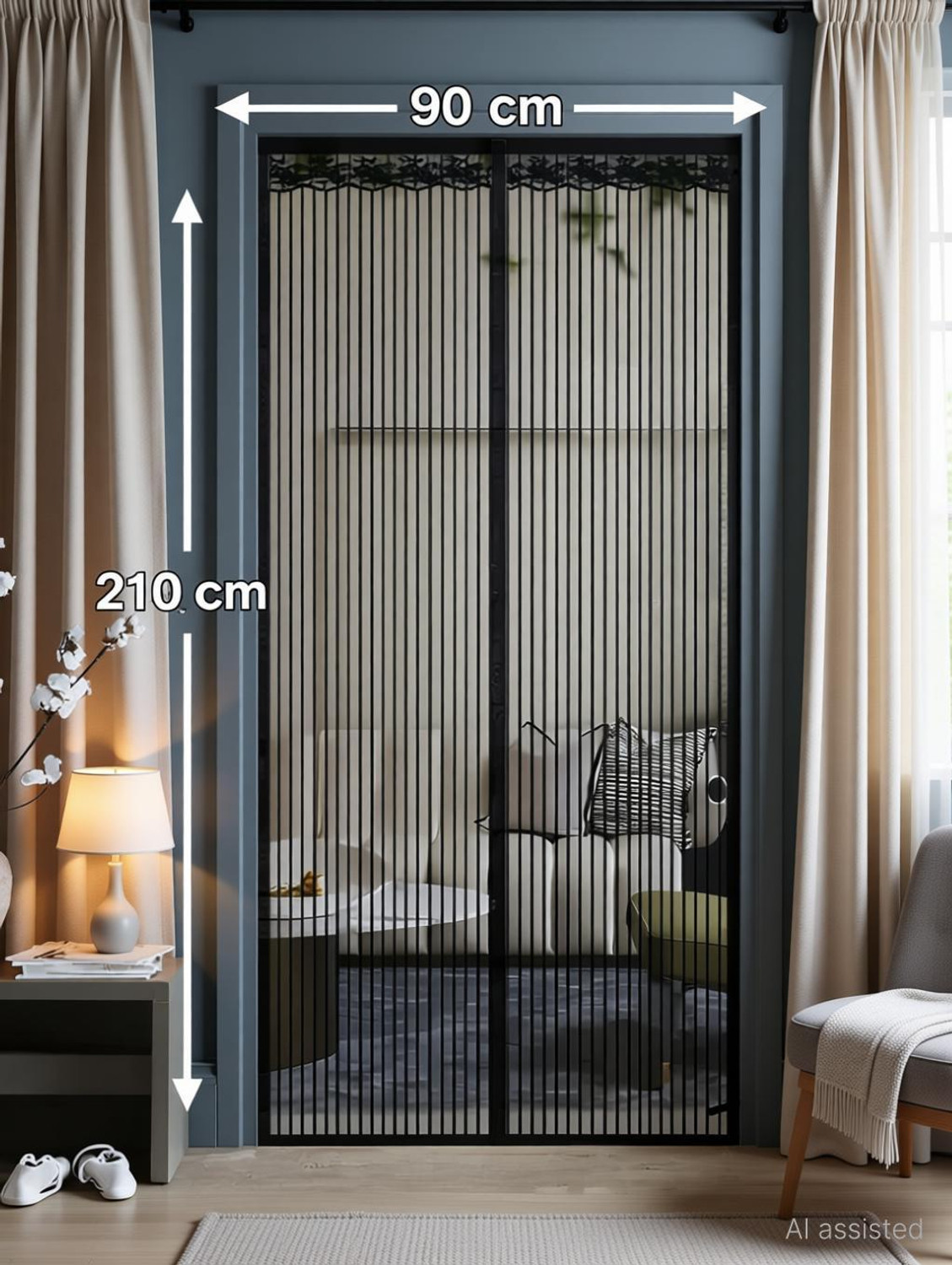 Image of OmliMnet Sliding mosquito net for door:: mosquito magnetic screen door net curtain Polyester Washable Adults Mosquito Net